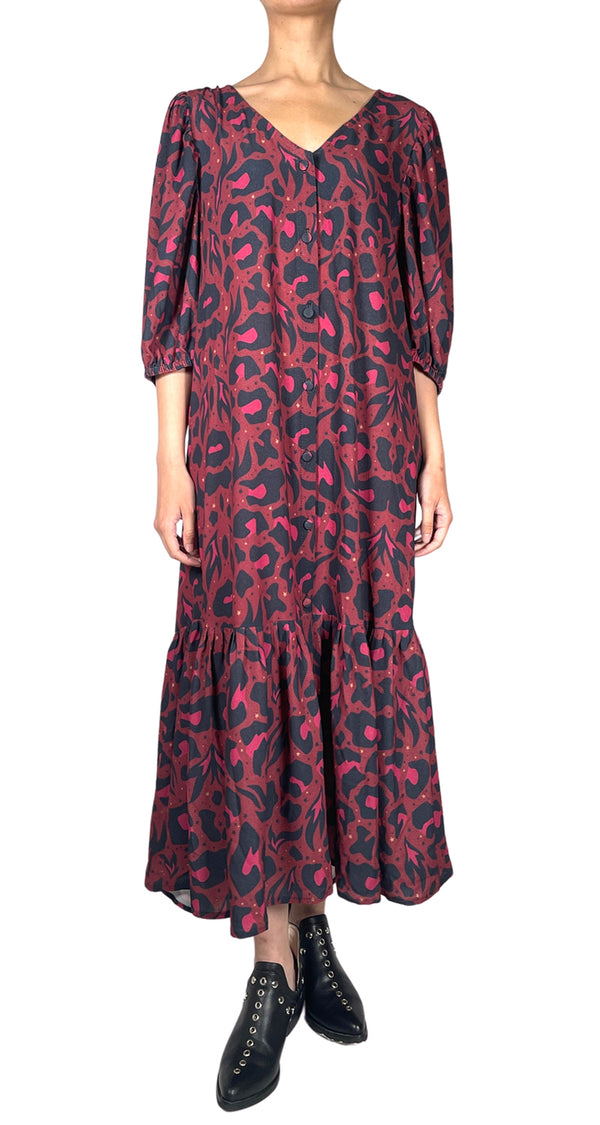 Vestido Burdeo Animal Print