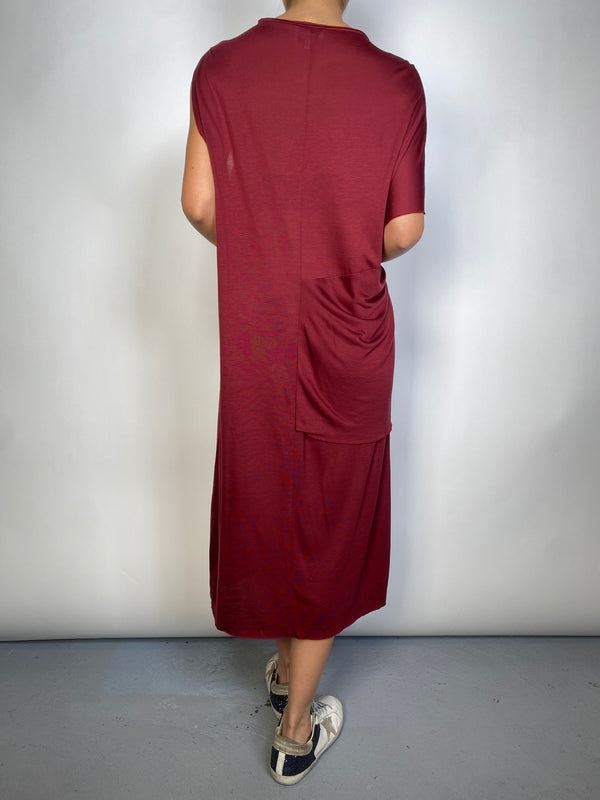 Vestido Asimétrico Burdeo PLUS SIZE