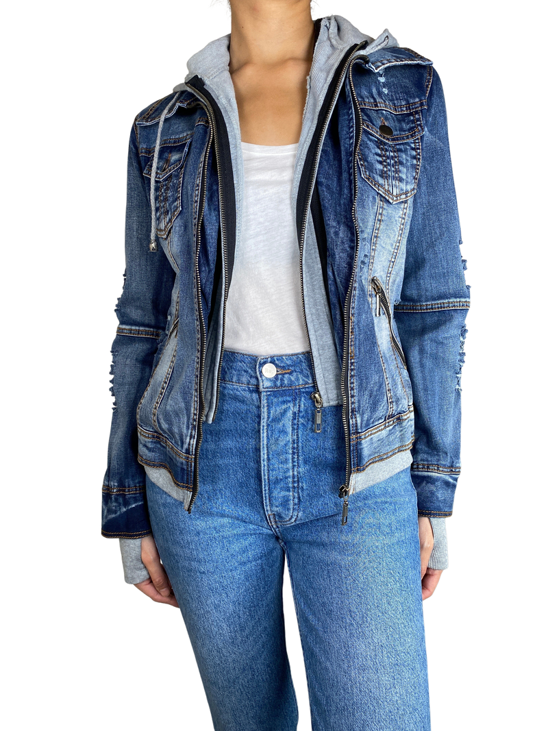Chaqueta Denim Con Capucha