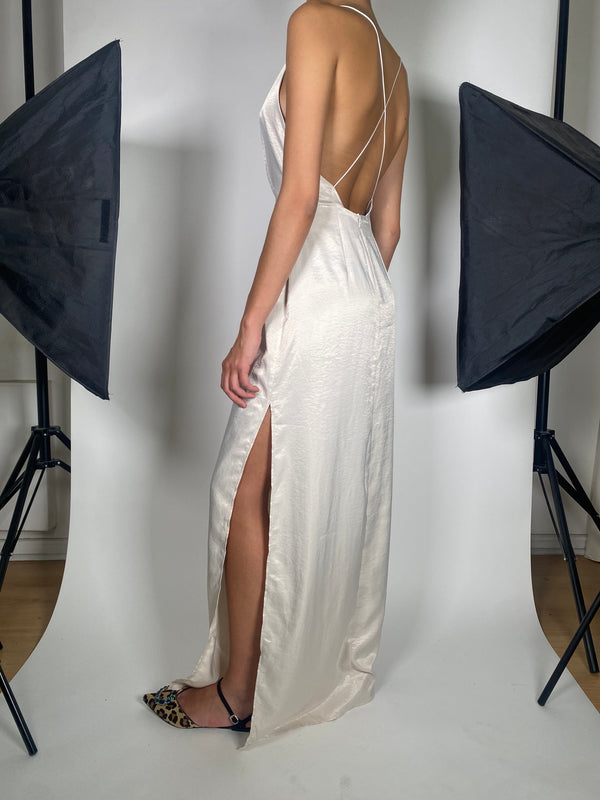 Vestido Beige Satinado