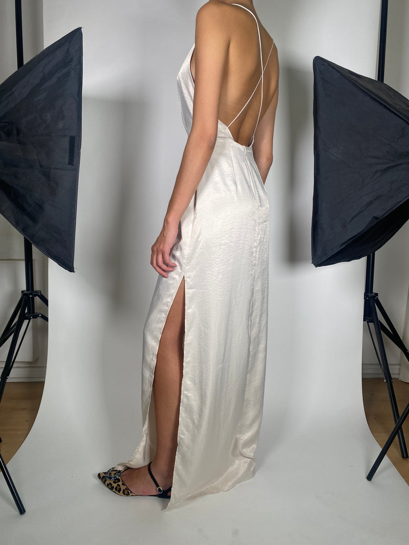 Vestido Beige Satinado