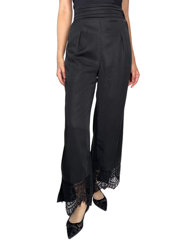 Pantalon Negro Ruedo Encajes