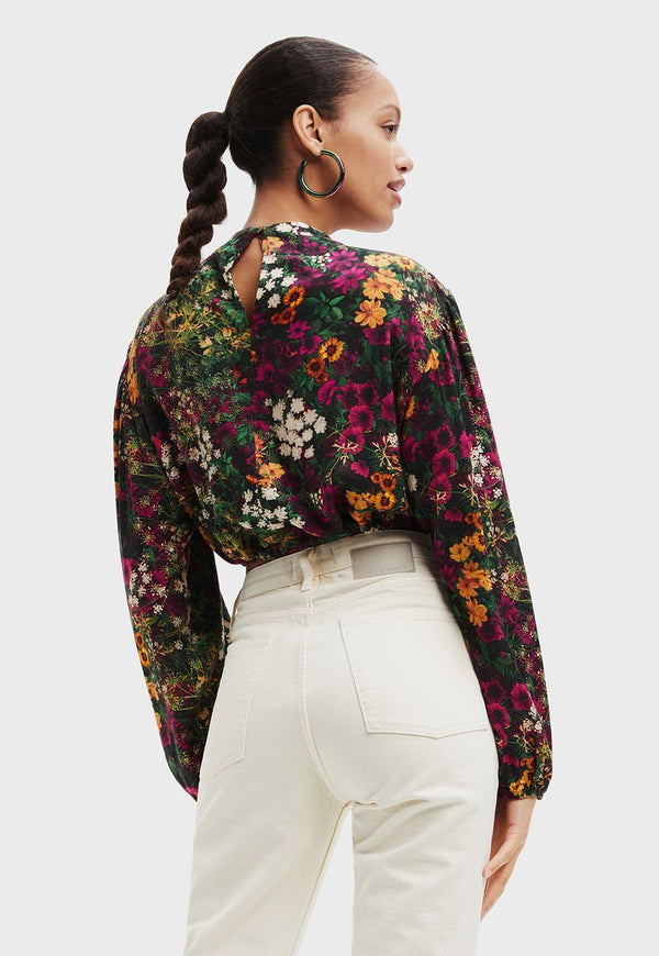Blusa Desigual Cropped Floral Multicolor - Calce Slim Fit
