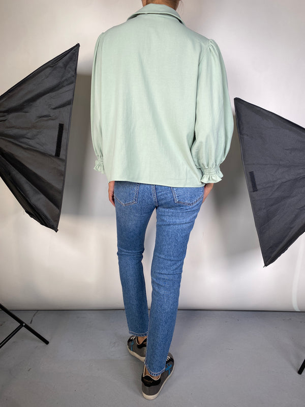 Blusa Verde Agua Con Mostacilla