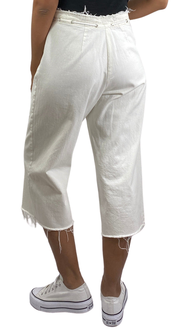 Pantalón Tela Blanco Cordones