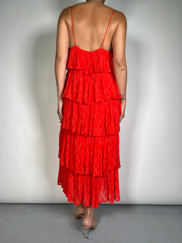 Vestido Vuelos Fibras Metalizadas