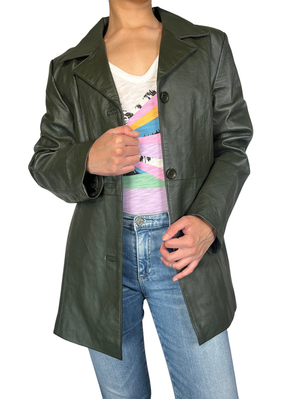 Chaqueta Cuero Verde