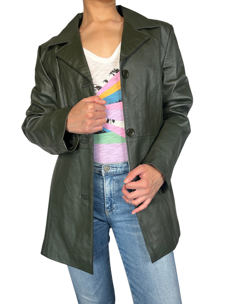 Chaqueta Cuero Verde