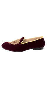 Mocasines Burdeo y Dorado