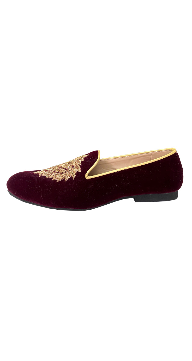 Mocasines Burdeo y Dorado