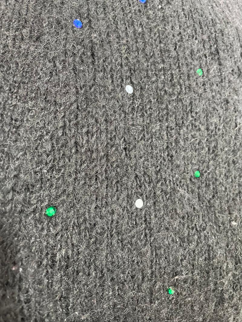 Sweater Tejido Negro Con Aplicaciones Multicolor