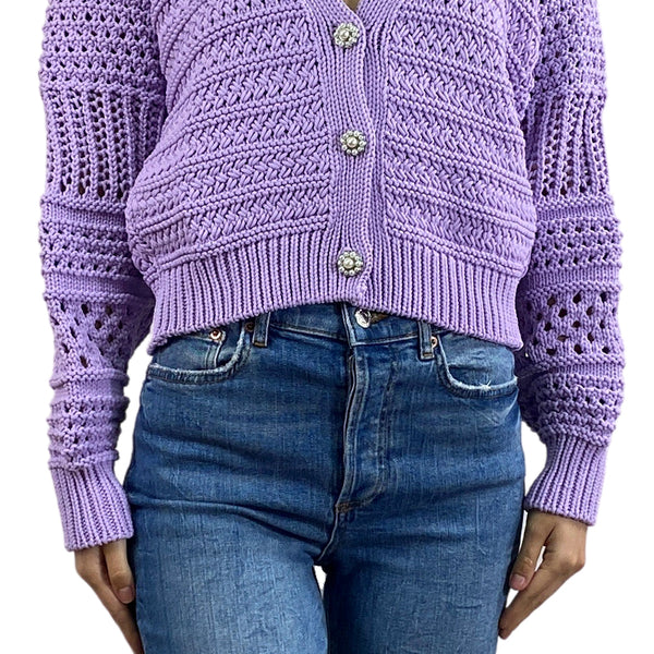 Cropped Cardigan Cardigan Lila Zara Crochet Crop Cardigan Lilac