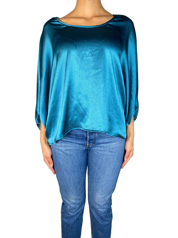 Blusa Manga Murciélago Turquesa
