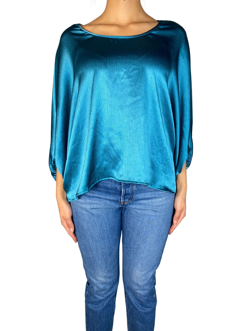 Blusa Manga Murciélago Turquesa