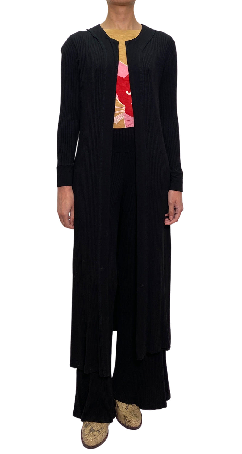 Set Pantalón y Kimono Tejido Negro