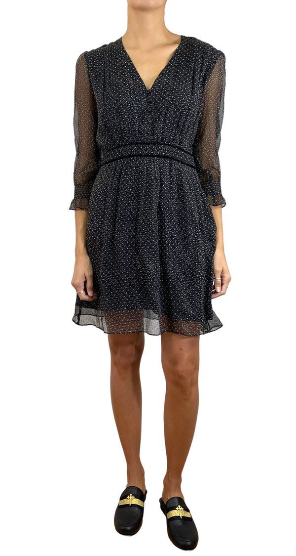 Vestido Midi Negro Estampado