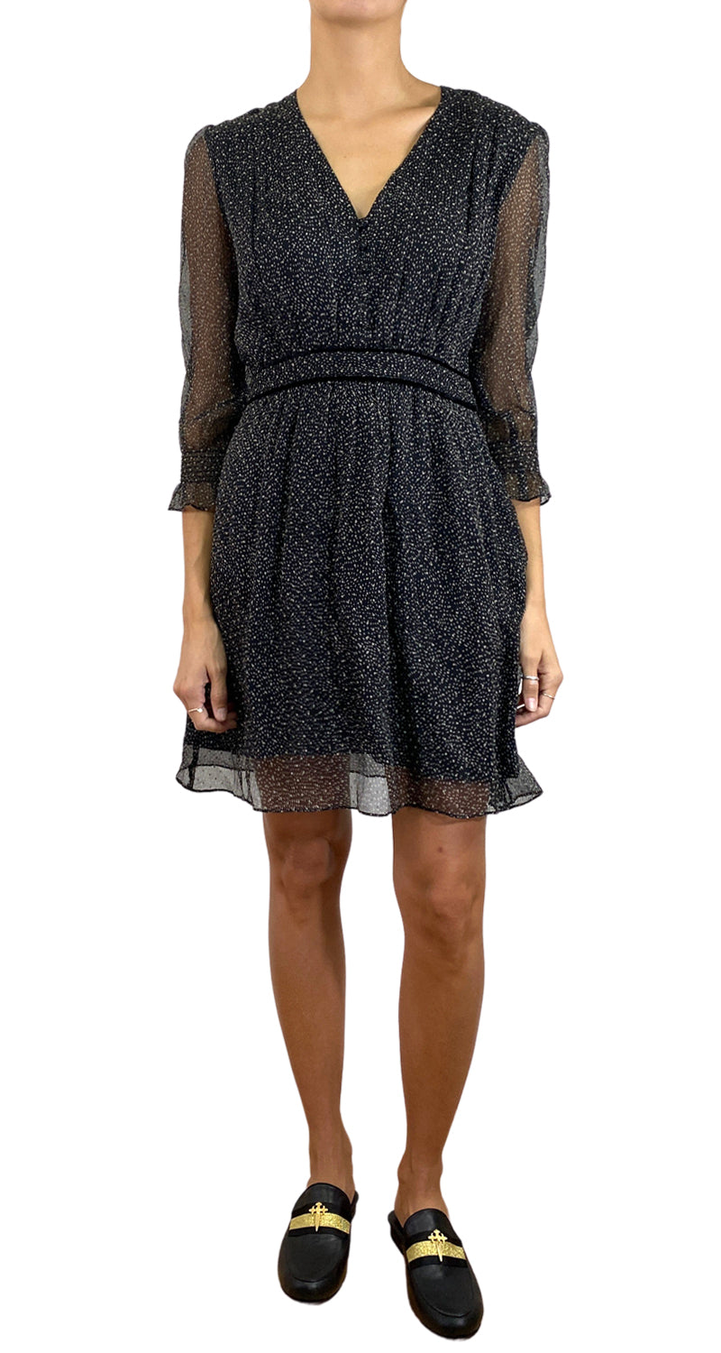 Vestido Midi Negro Estampado