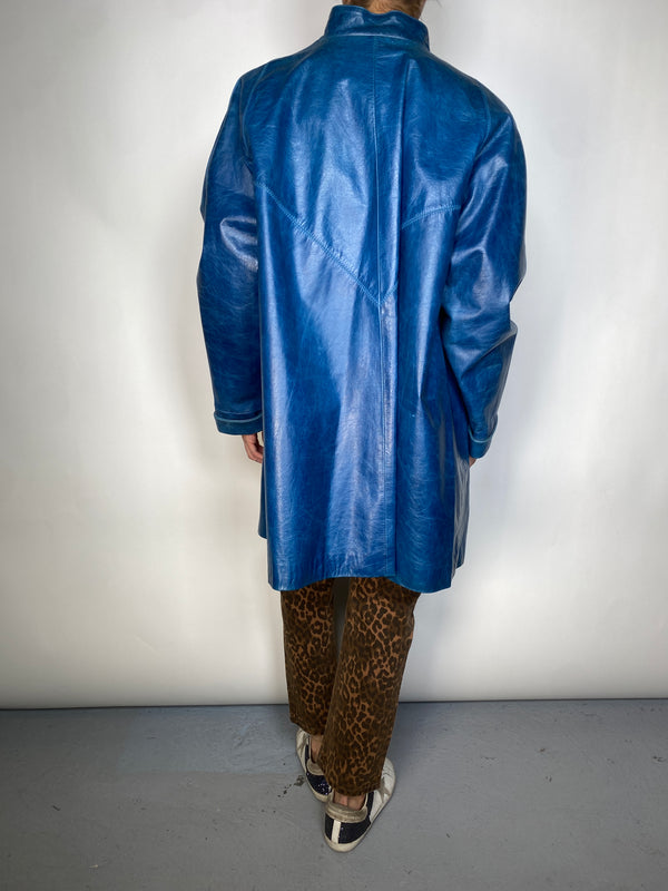 Chaqueta Cuero Azul