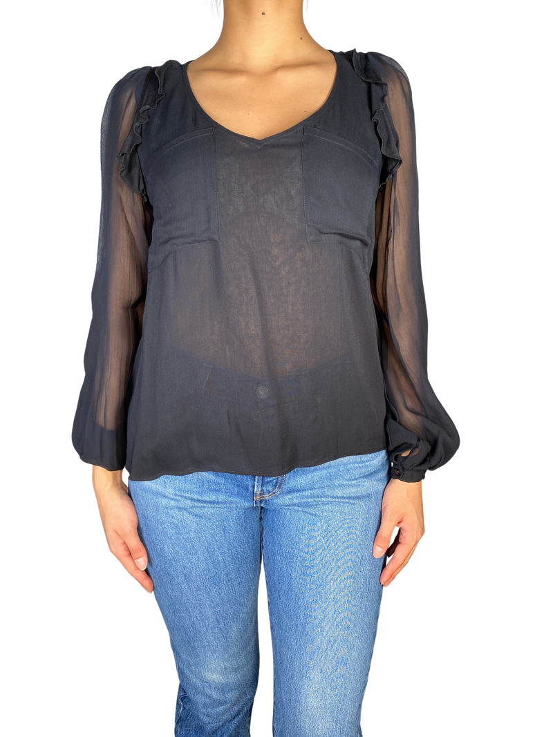 Blusa Negra Traslúcida