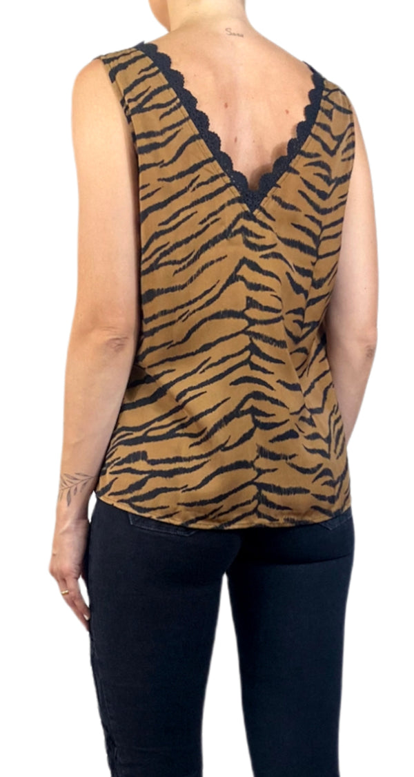 Blusa Café Encajes