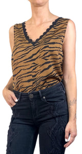 Blusa Café Encajes