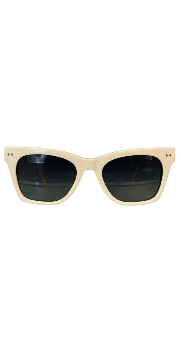 Lentes Sol Cuadrados Crema