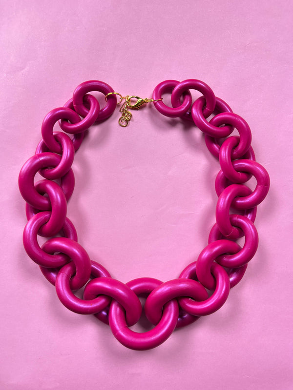 Collar Eslabón Fucsia Metallic