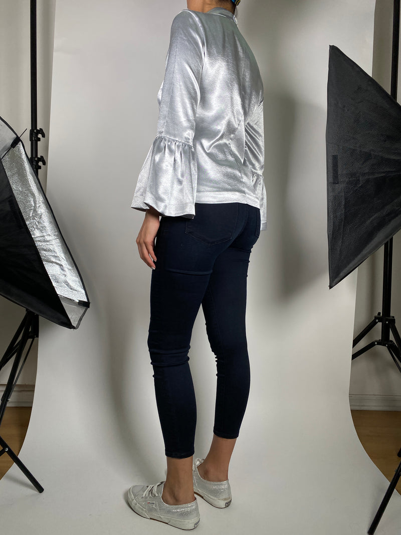 Blusa Plateada Satinado