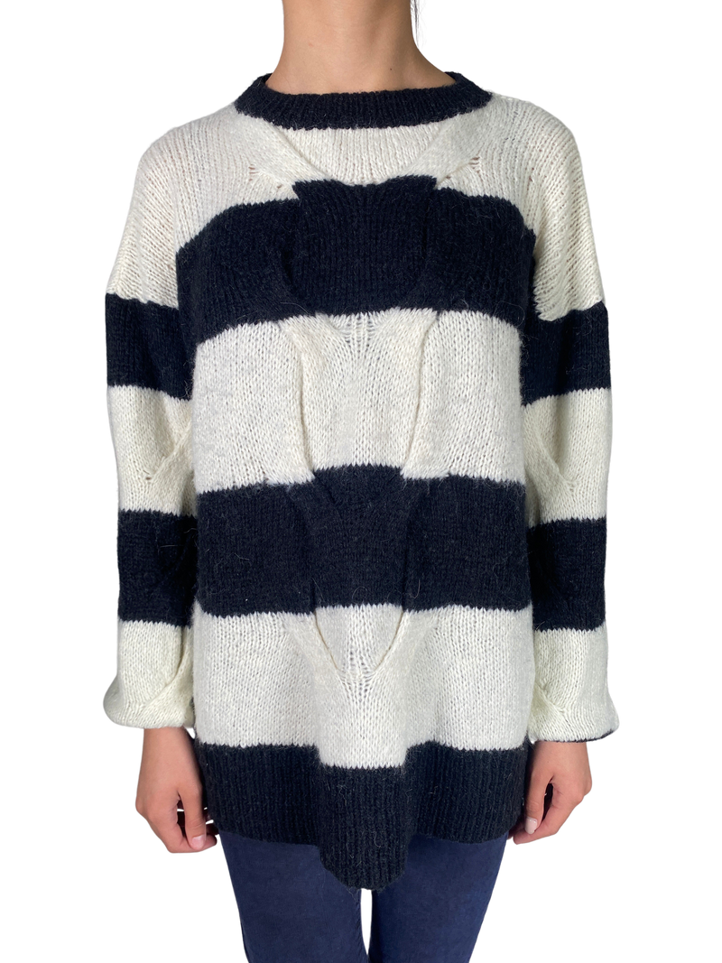 Sweater Tejido Blanco Y Negro