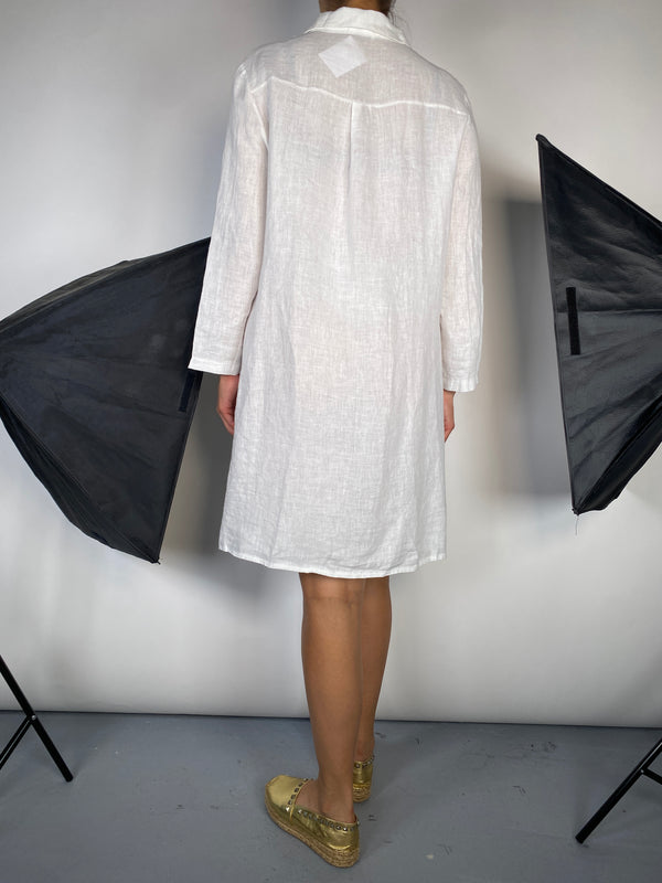 Vestido Camisero Lino Blanco