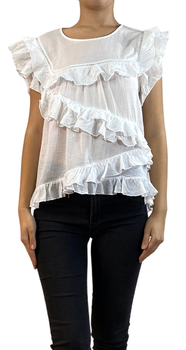 Blusa Blanca Volantes