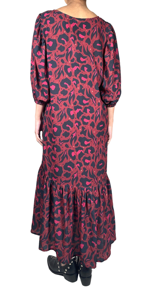 Vestido Burdeo Animal Print