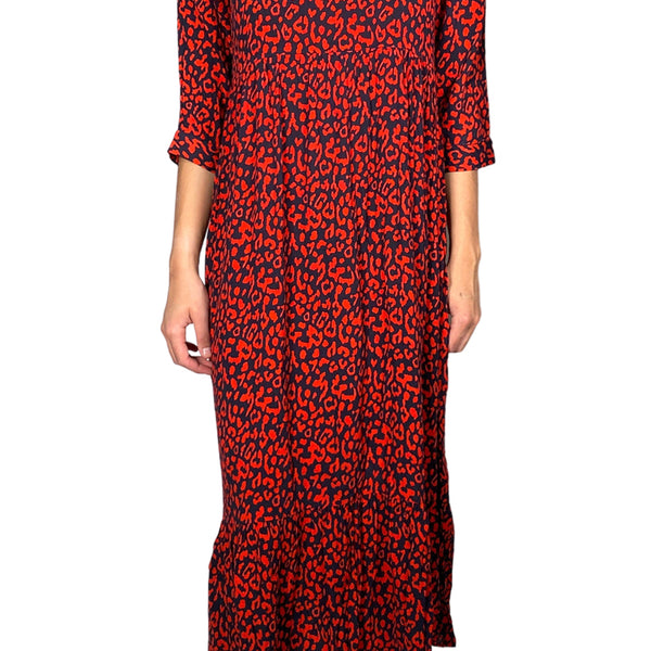 red animal print dress zara Zara | Dresses | Zara Woman Red Black Leopard Animal Print Long Sleeve Midi Dress Lightweight