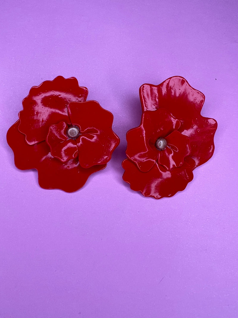 Aros Flor Grande Roja Stud