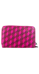 Billetera Cuero Fucsia Estampada