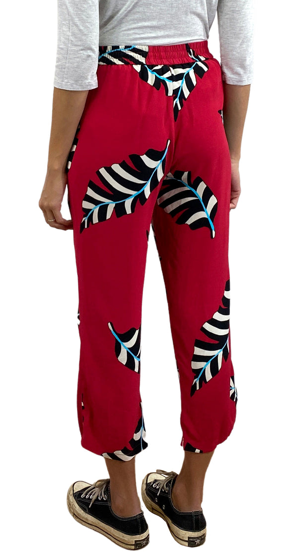 Pantalón Rojo Hojas