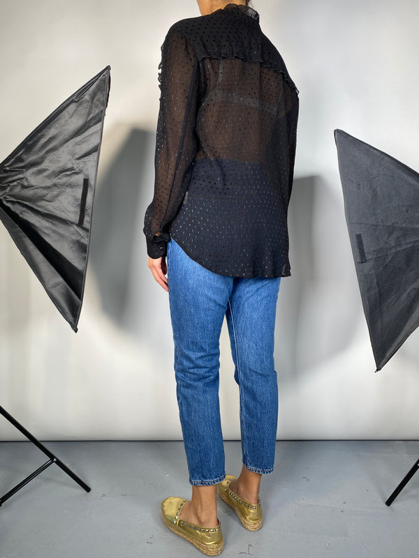 Blusa Negra Fruncida