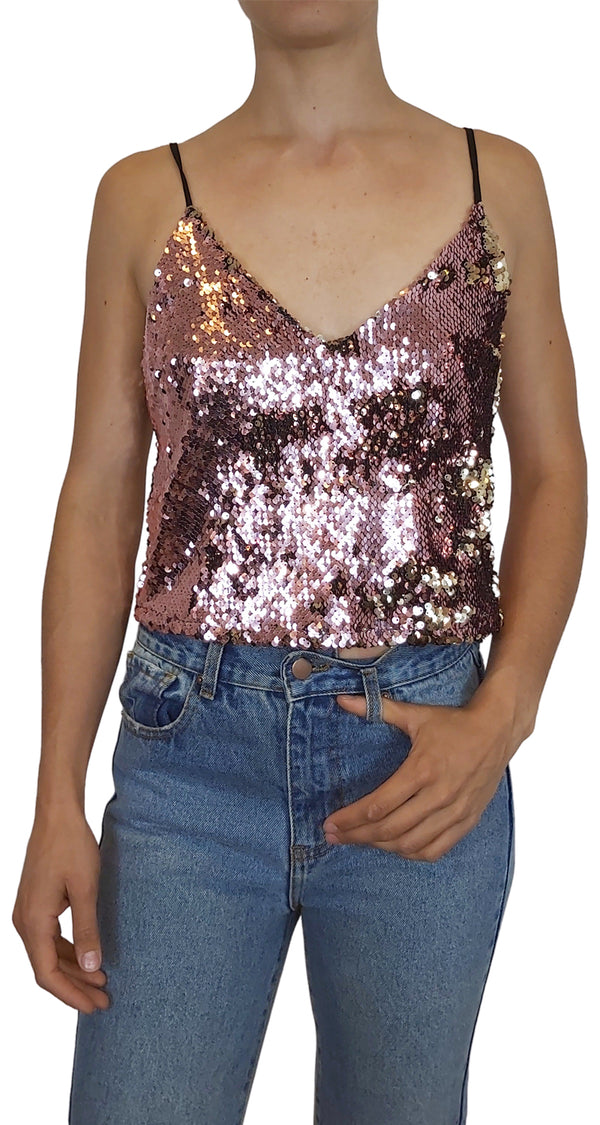 Crop Top Lentejuelas Rosadas