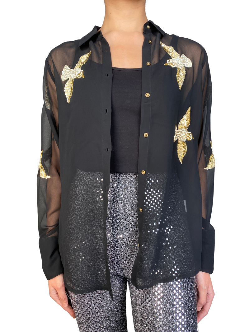 Blusa Traslucida Lentejuelas