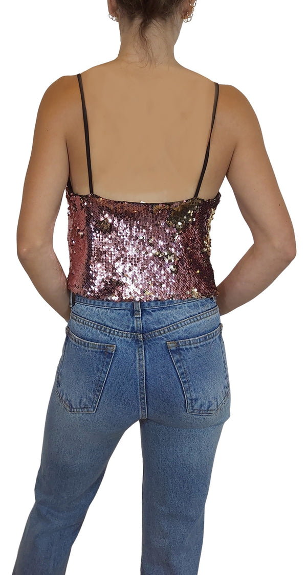 Crop Top Lentejuelas Rosadas