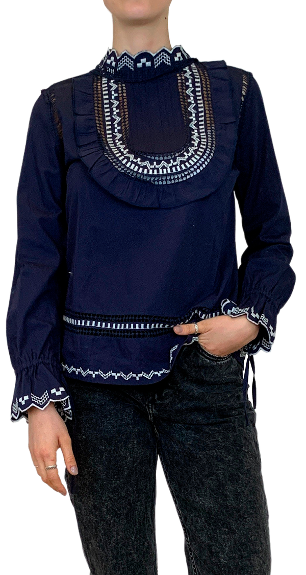 Blusa Broderie Navy