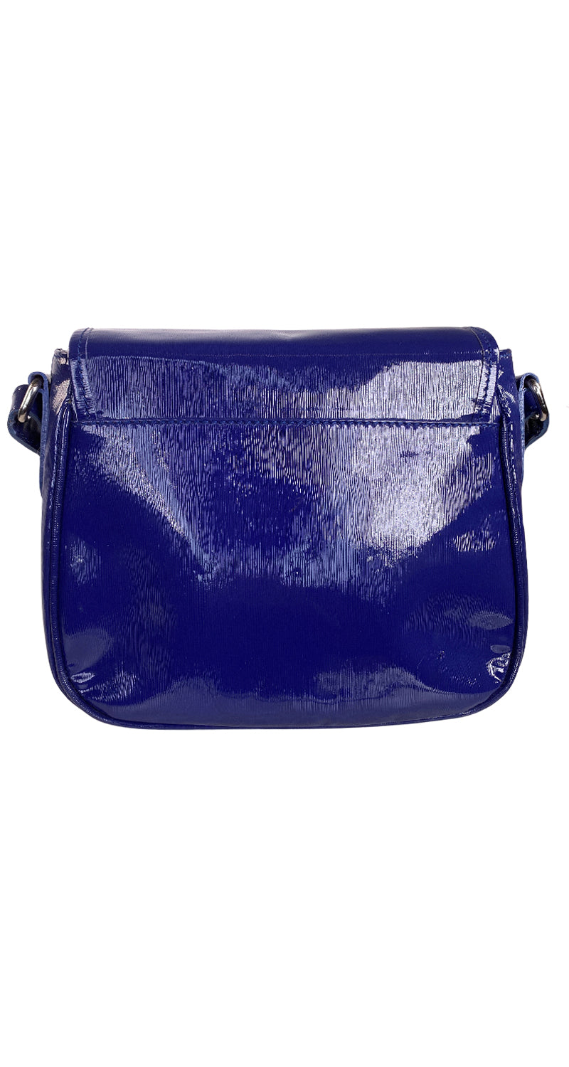 Bandolera Cuero Charol Azul