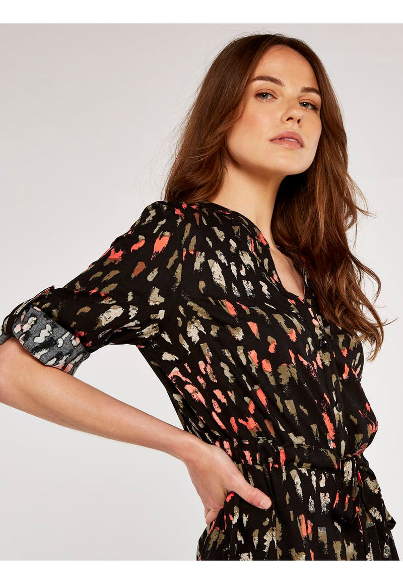 Vestido Apricot Brushstroke Drawstrings Multicolor - Calce Regular
