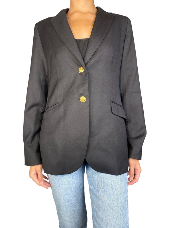 Blazer Lana Negro Botones Dorados