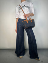 Cartera Denim Y Cuero