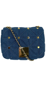 Bolso Blue And Gold Studs