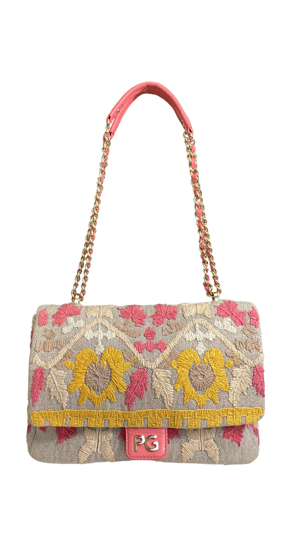 Cartera Lino Bordada