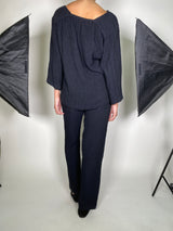 Sweater Negro Tejido Con Lana