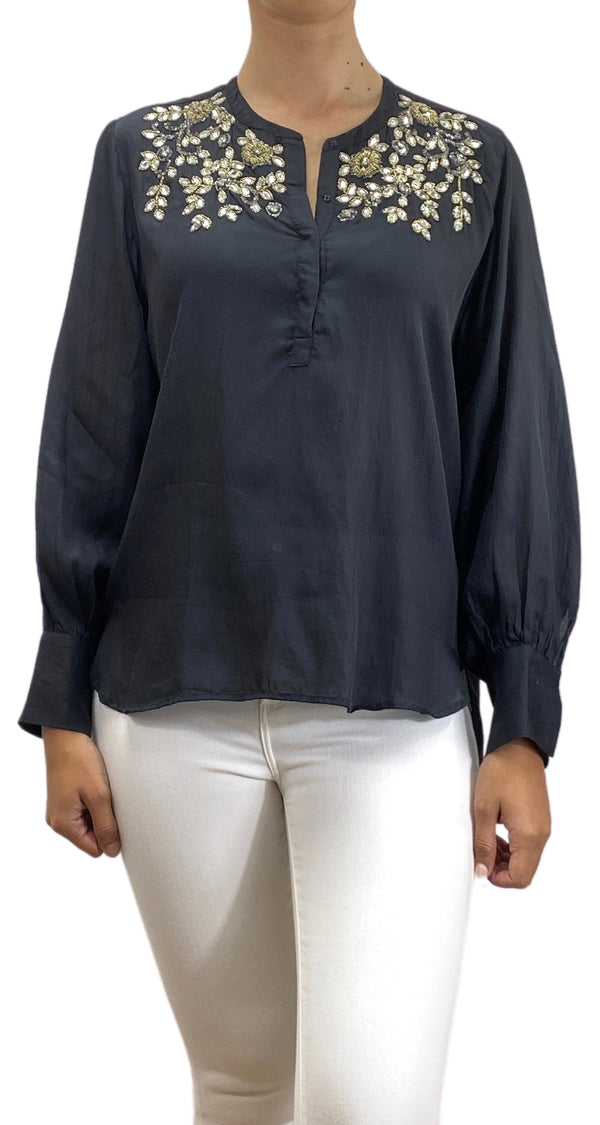 Blusa Negra Mostacilla