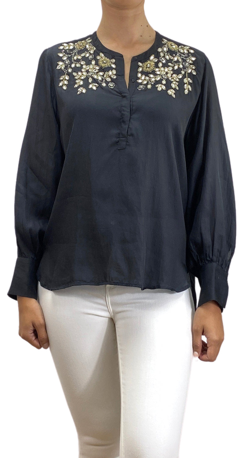 Blusa Negra Mostacilla